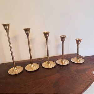 Vintage Brass Candlestick Holder Set